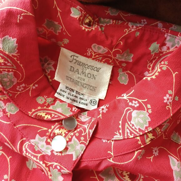 Vintage Francesca of Damon 100% Silk Paisley Botanical Print Dress, Medium - Picture 7 of 7